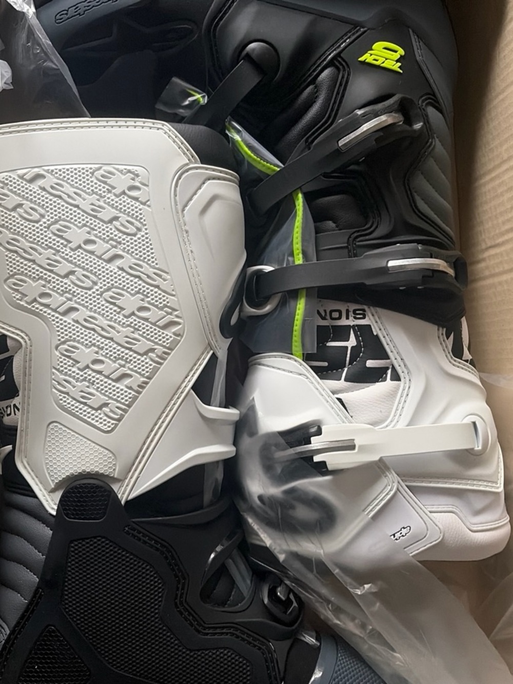 Alpinestars White, Black & Neon Green Youth Motocross Boots
